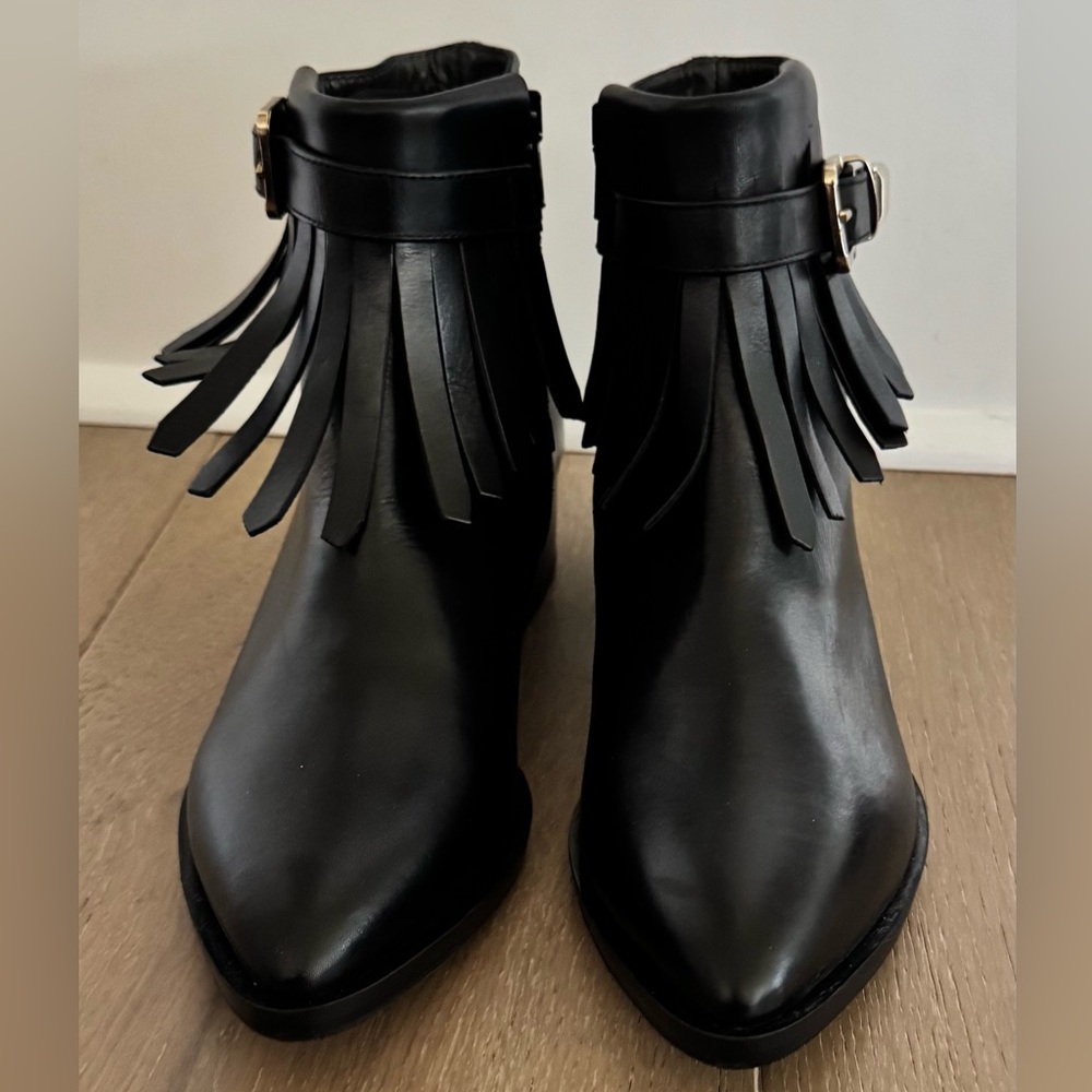 Elegant Black Fringe Ankle Booties